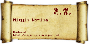 Mityin Norina névjegykártya